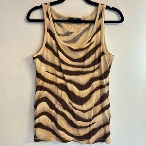 🦓🤎ralph lauren active cream n brown zebra stripe tank top